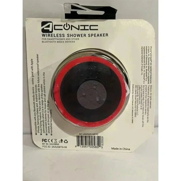 Aconic Wireless Bluetooth Shower Speaker Waterproof Black with Mic - Picture 2 of 3